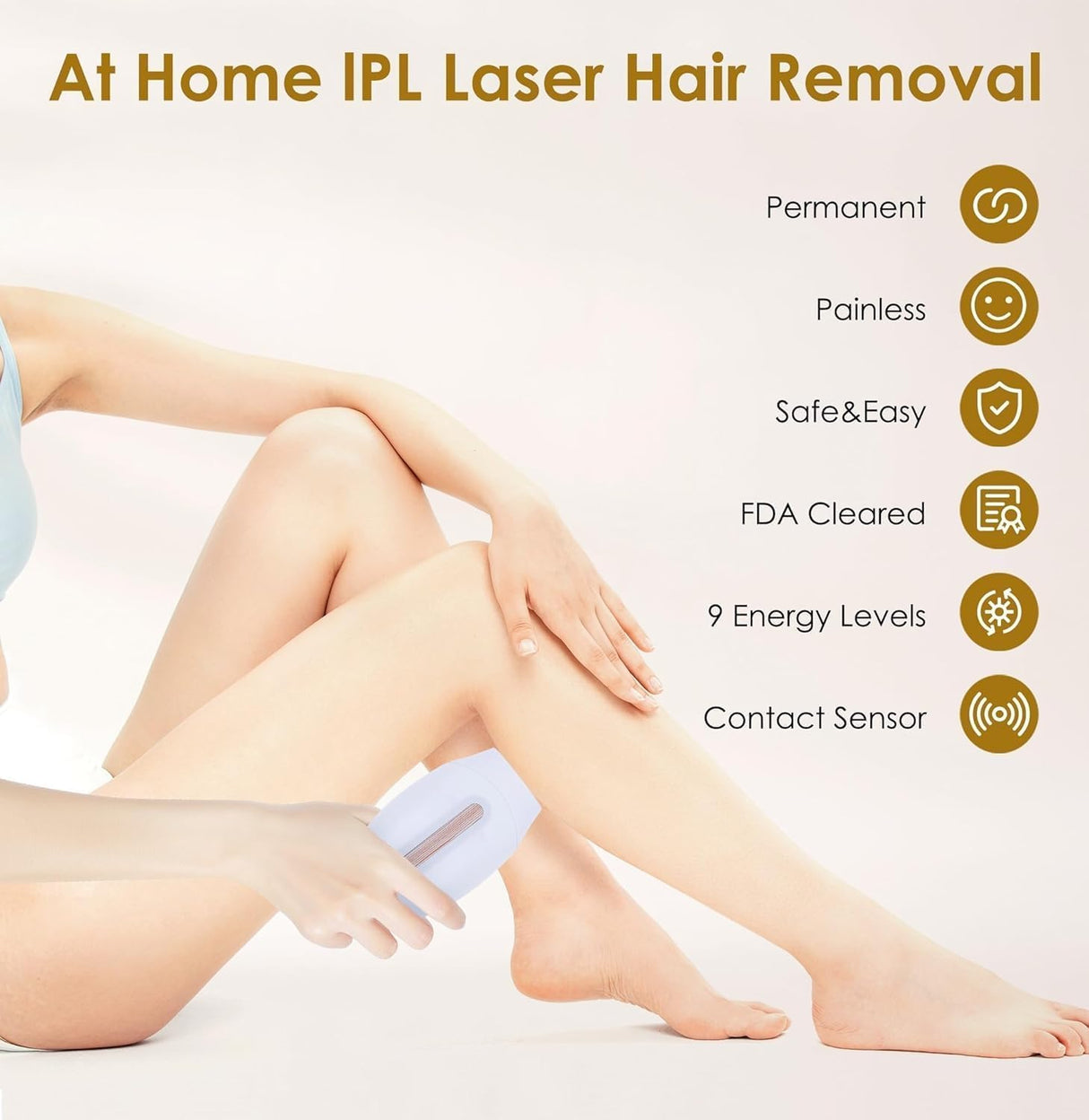 Laser Hair Removal Device IPL Hair Removal Permanent for Women at-Home, Painless Laser Hair Remover Whole Body Armpits Back Legs Arms Face Bikini Line