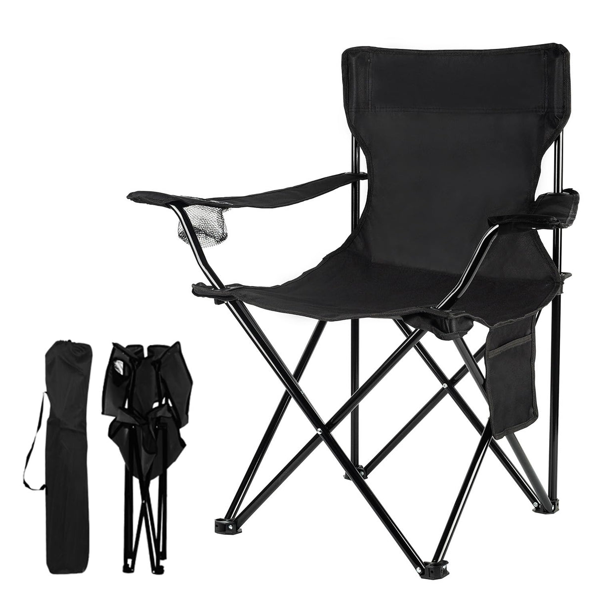 Century Folding Camping Chairs- Lightweight, Portable Chair for Beach, Lawn, Outdoor Sports, Black