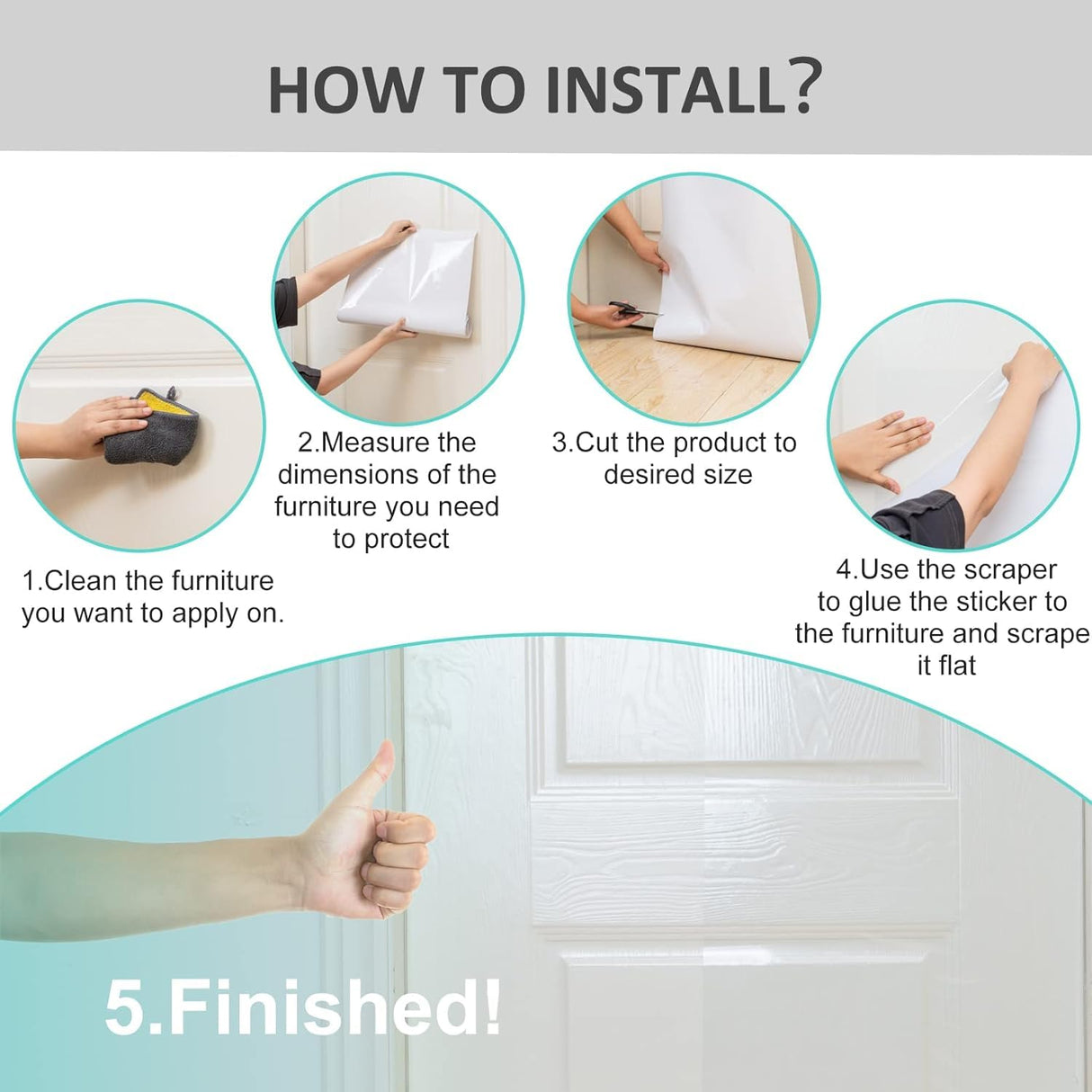 Door Protector from Dog Scratching- Cat Scratch Furniture Protector, Dog Door Protector Scratch Guard, Transparent Self Anti-Scratch Cat Furniture Protector Tape for Window (500cm*43cm)