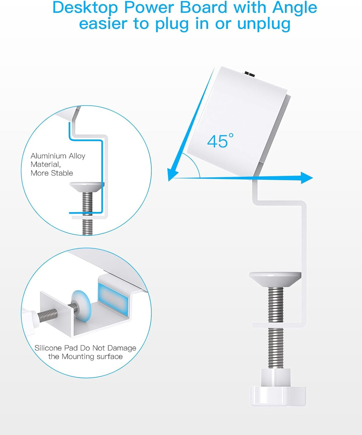 One Beat PD 30W Desk Clamp Power Board USB C,Fast Charging Station,4 Outlets with 4USB Ports(2USB C), Desktop Mounted Power Board Surge Protected,1.5M Extension Cord for Desk Accessories Home Office
