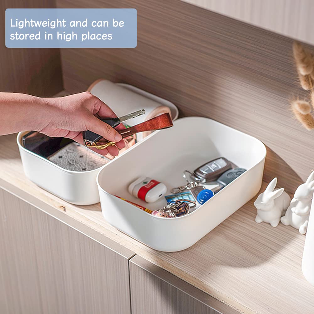 Plastic Storage Bins, Set of 6 Storage Boxes with 4 Lids, Storage Basket with Handle, Versatile Storage Box for Bathroom, Kitchen, Office, Living Room