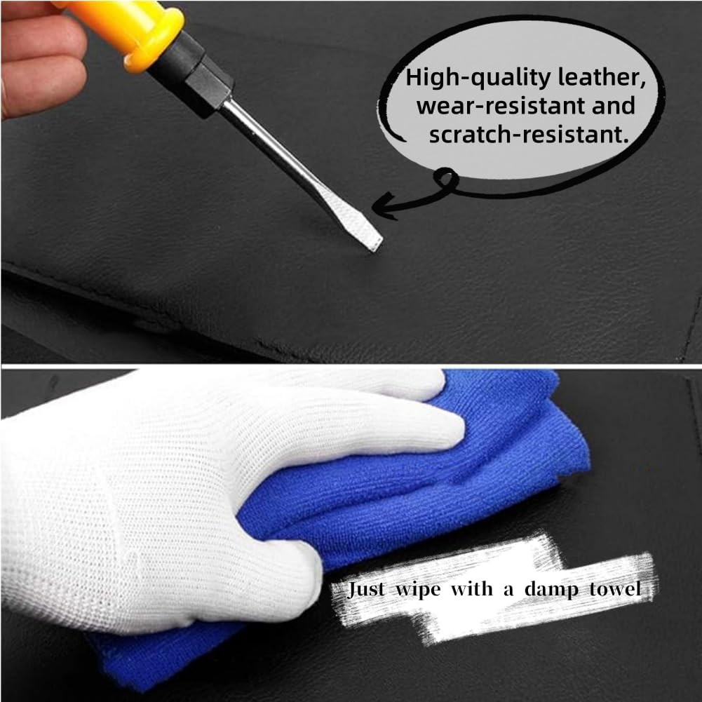 Car Backseat Organizer Car Organizer Leather Car Seat Organizer, Multi-Function Storage Folding Table Waterproof and Stain-Resistant Large Capacity(Black)