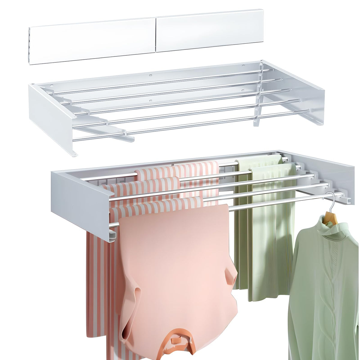 Roccar 80cm Folding Wall Drying Rack – 5 Aluminium Rods
