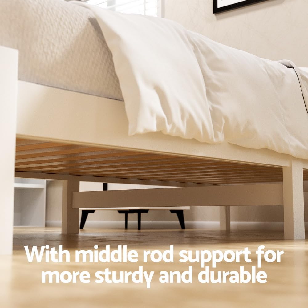 Artiss Bed Frame Single Size with 2 Storage Drawer, White Platform Bed Base with Headboard, Solid Pine Wooden Single bedframe, 180kg Capacity Timber Platform Bed Frame for Guest Room, Easy Assemble