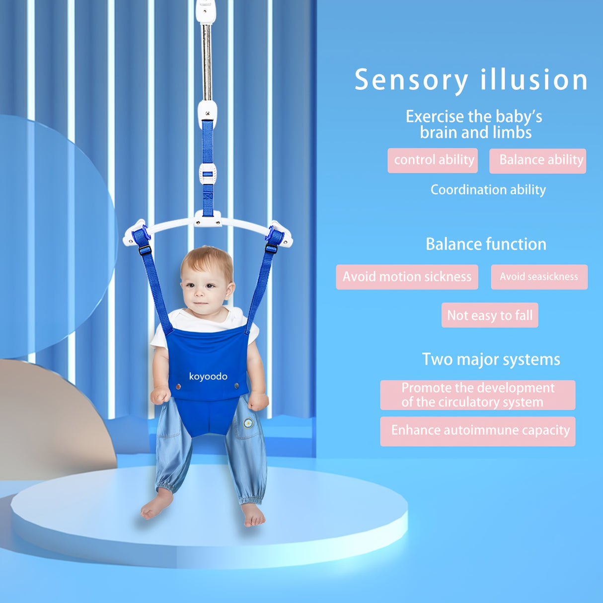 Adjustable Youngsters Walking Harness with Comfort Seat - Durable Nylon, Blue - The Perfect Choice for Family and Outdoor Play Youngsters'S Door Clip Bouncer Chair, Length Adjustable