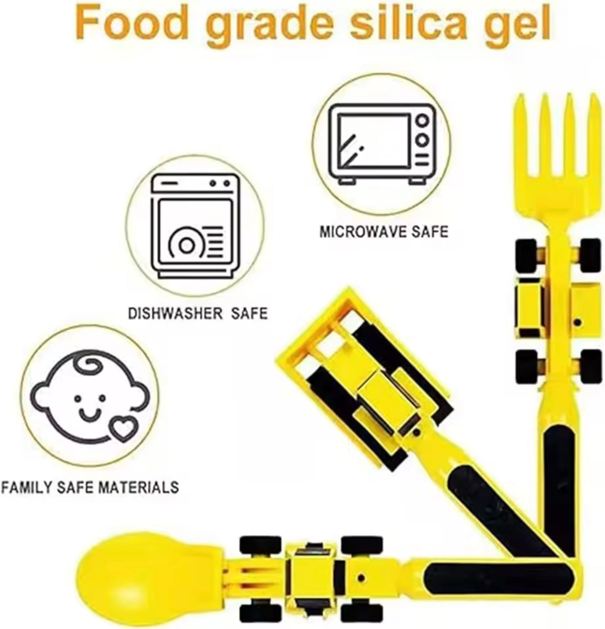 Excavator Fork Spoon Shovel Board Fun Tableware Safe Practical Bulldozer Dinosaur Food Supplement Tableware Set Kitchen Supplies