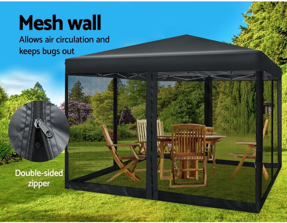 3 x 3 m Pop-Up Gazebo with Mesh Walls – 3 Colours