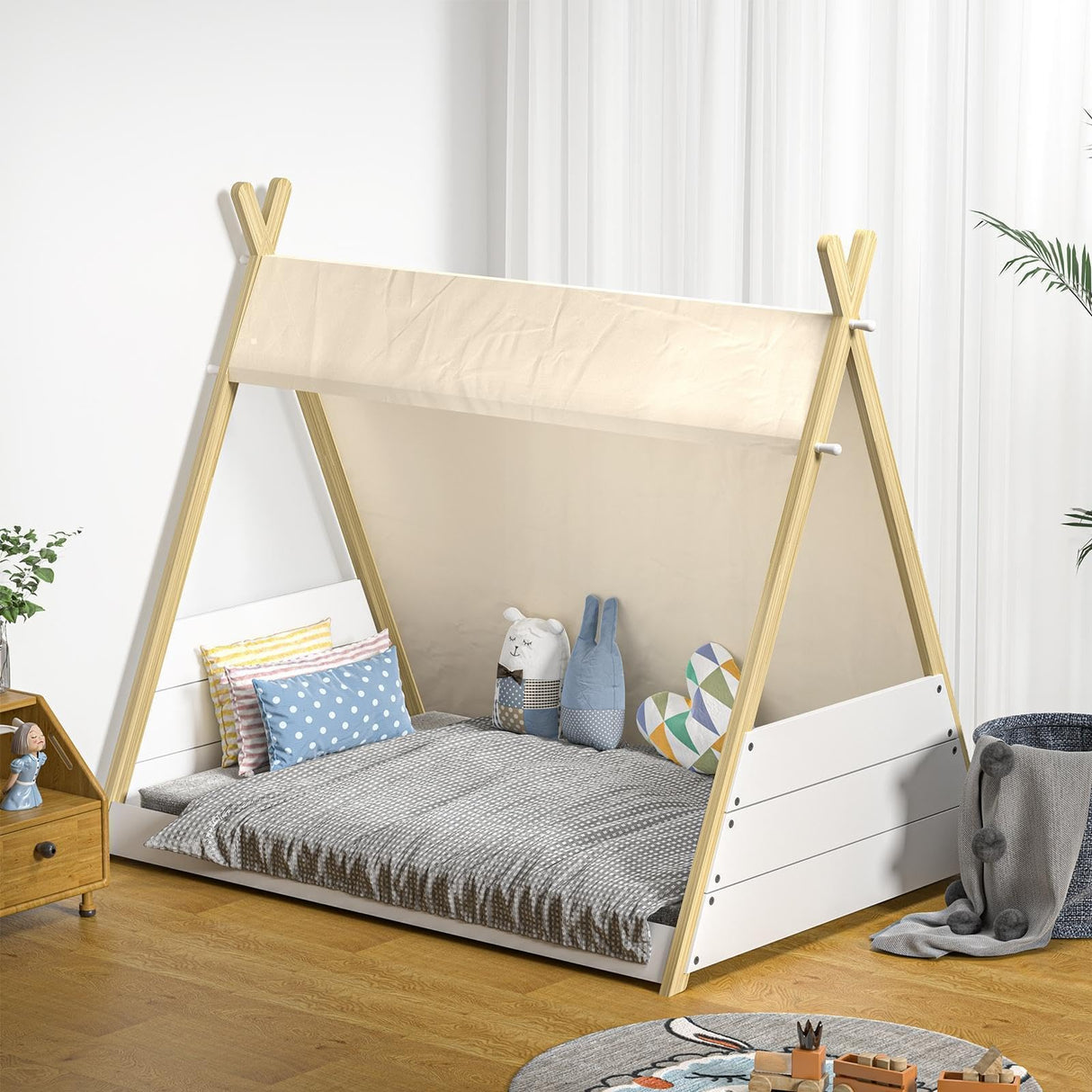 Kids Bed Frame Single Size Bed Wooden Timber Mattress Platfrom