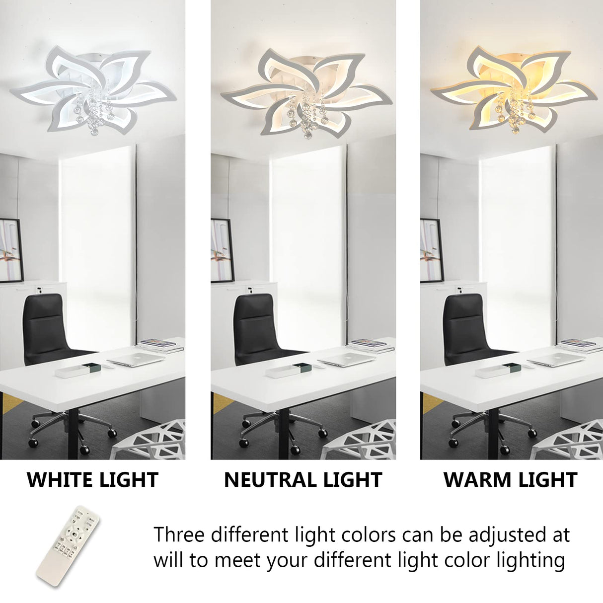 Modern Ceiling Light 40W Dimmable LED Ceiling Lamp Fixture, 6 Petals Flush Mount Flower Chandelier Ceiling Lighting Fixture, Acrylic for Kitchen Bedroom Dining Room Living Room