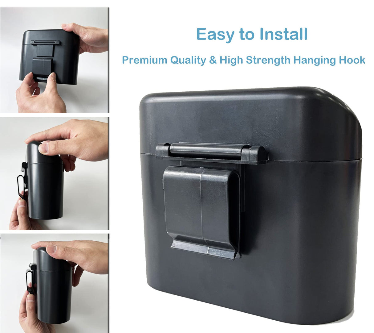 Car Trash Can Bin with Lid, 120 pcs Trash Bags and 4 pcs Car Hooks. Mini Car Garbage Can, Small Car Accessories Trash Bin Dustbin Organizer Container for Car Office Home