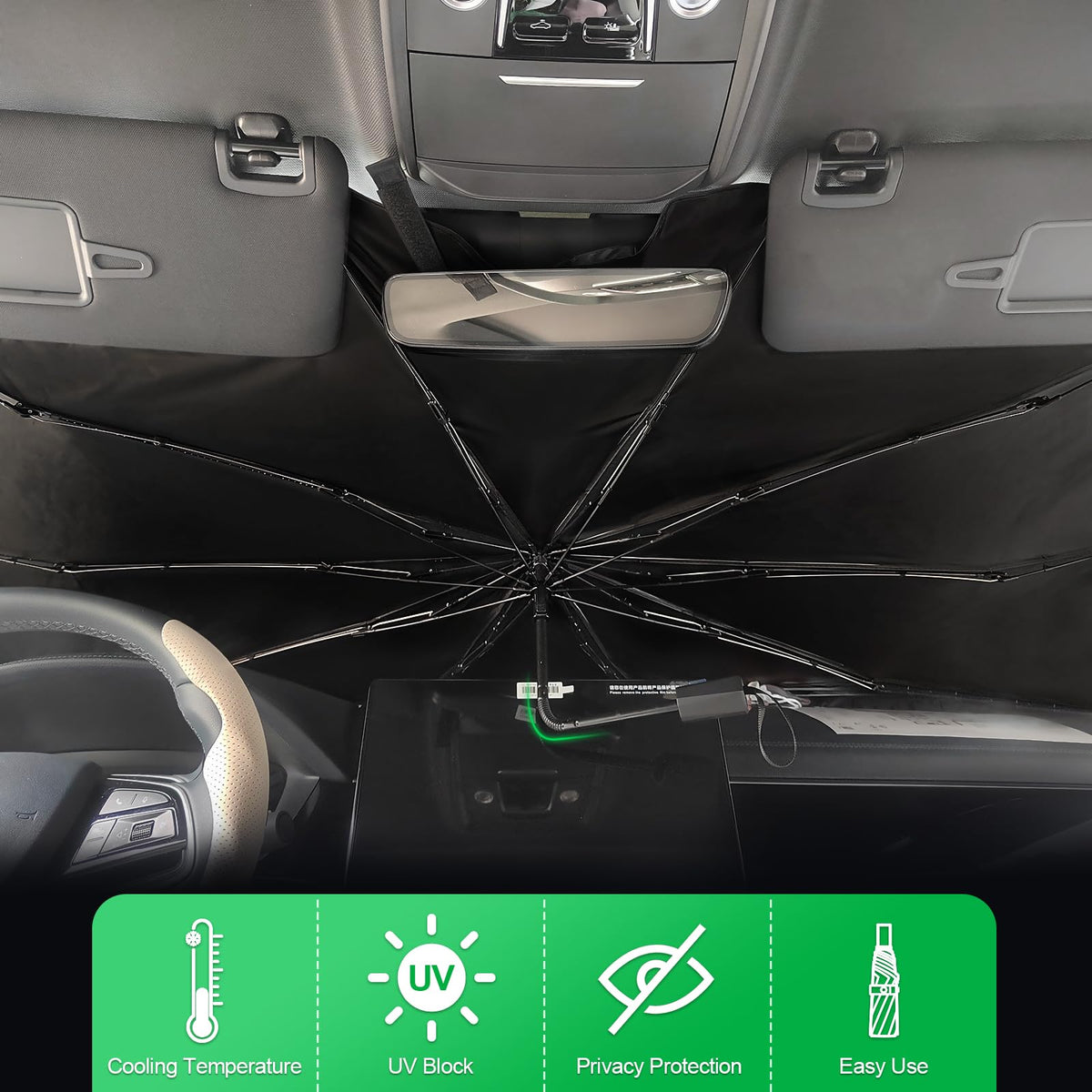 Large 57 × 31in Folding Windshield Sun-Shade Umbrella