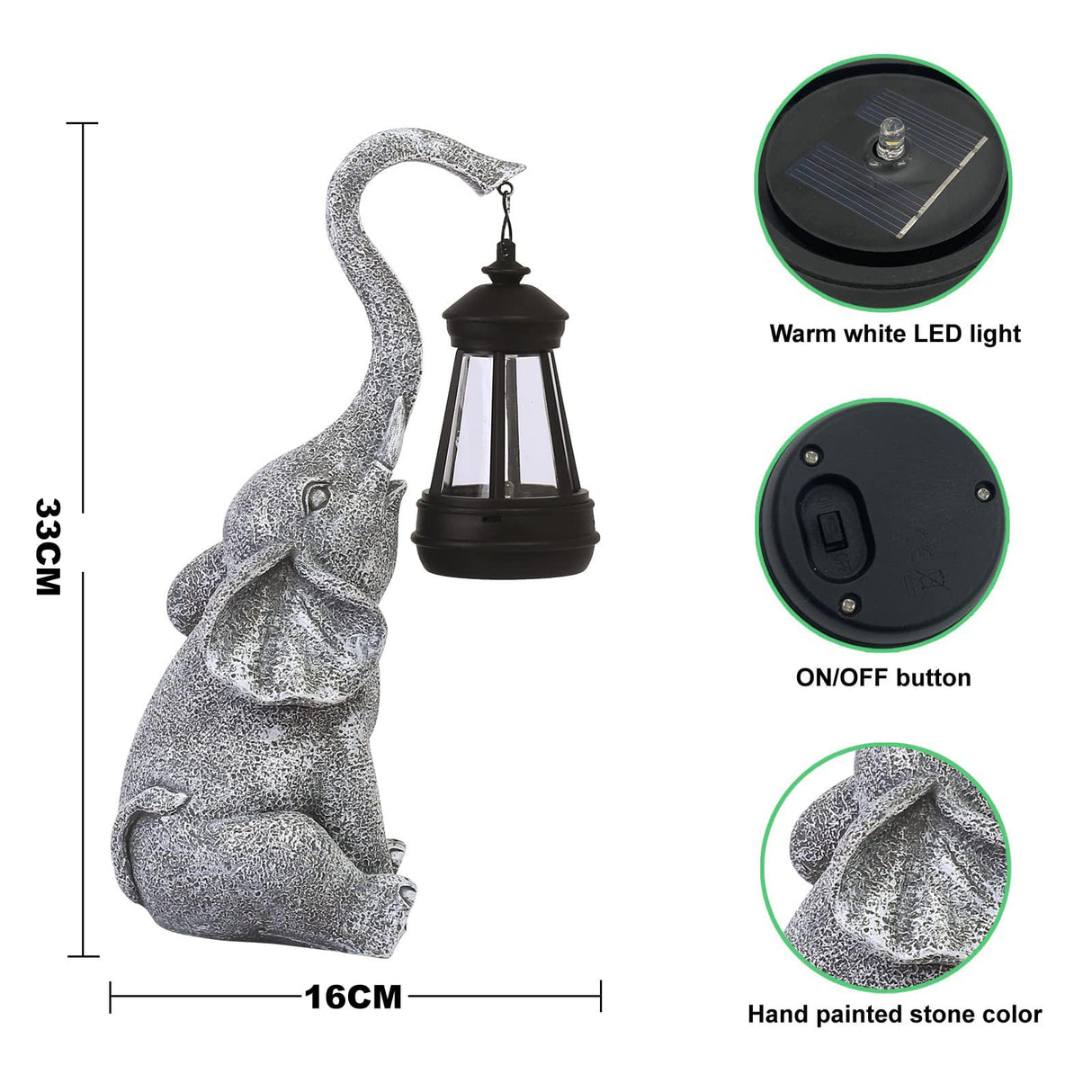 Elephant Statue for Garden Decor with Gift Appeal - Ideal Gifts for Women, Mom or Birthdays, Beautifully Crafted Outdoor & Home Decor to Wow Your Guests (33.5 CM Elephant)