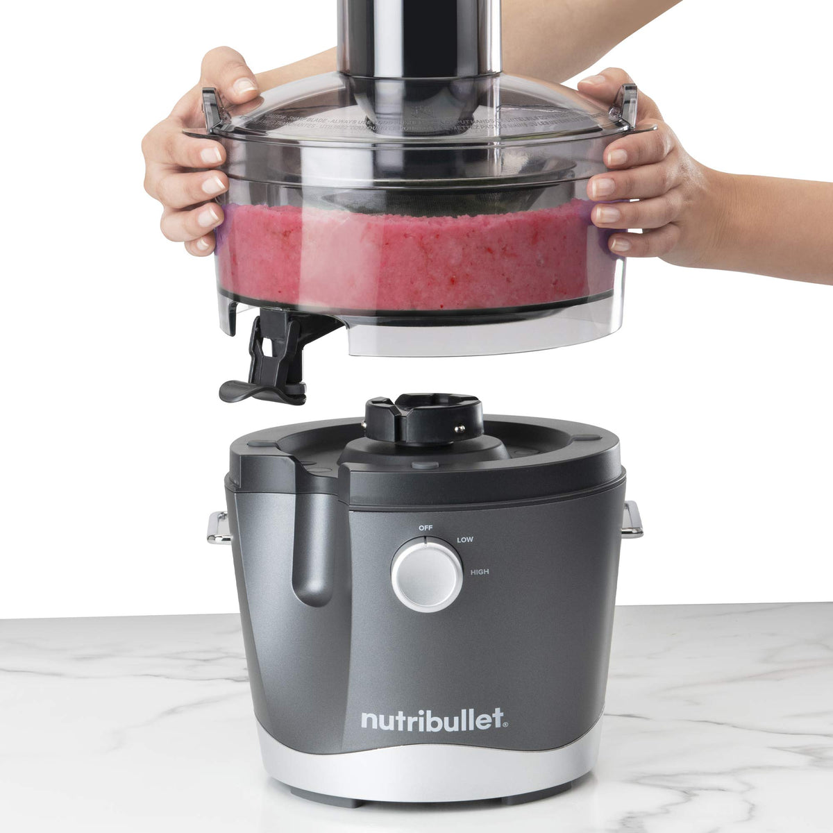 NutriBullet Juicer, Dark Grey, Juicer, High Speed Centrifugal Juicer with 800w Motor, Two Speeds, 1.5L Pulp Basin, 800ml Juice Container (NBJ07100)
