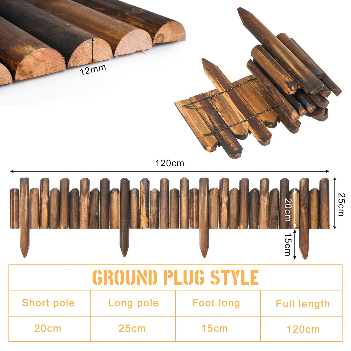 Outdoor Garden Wooden Fence Flexible Decorative Mini Border Expanding DIY Edging Tree Fence for Landscape Yard Maintenance Lawn (Design 2)
