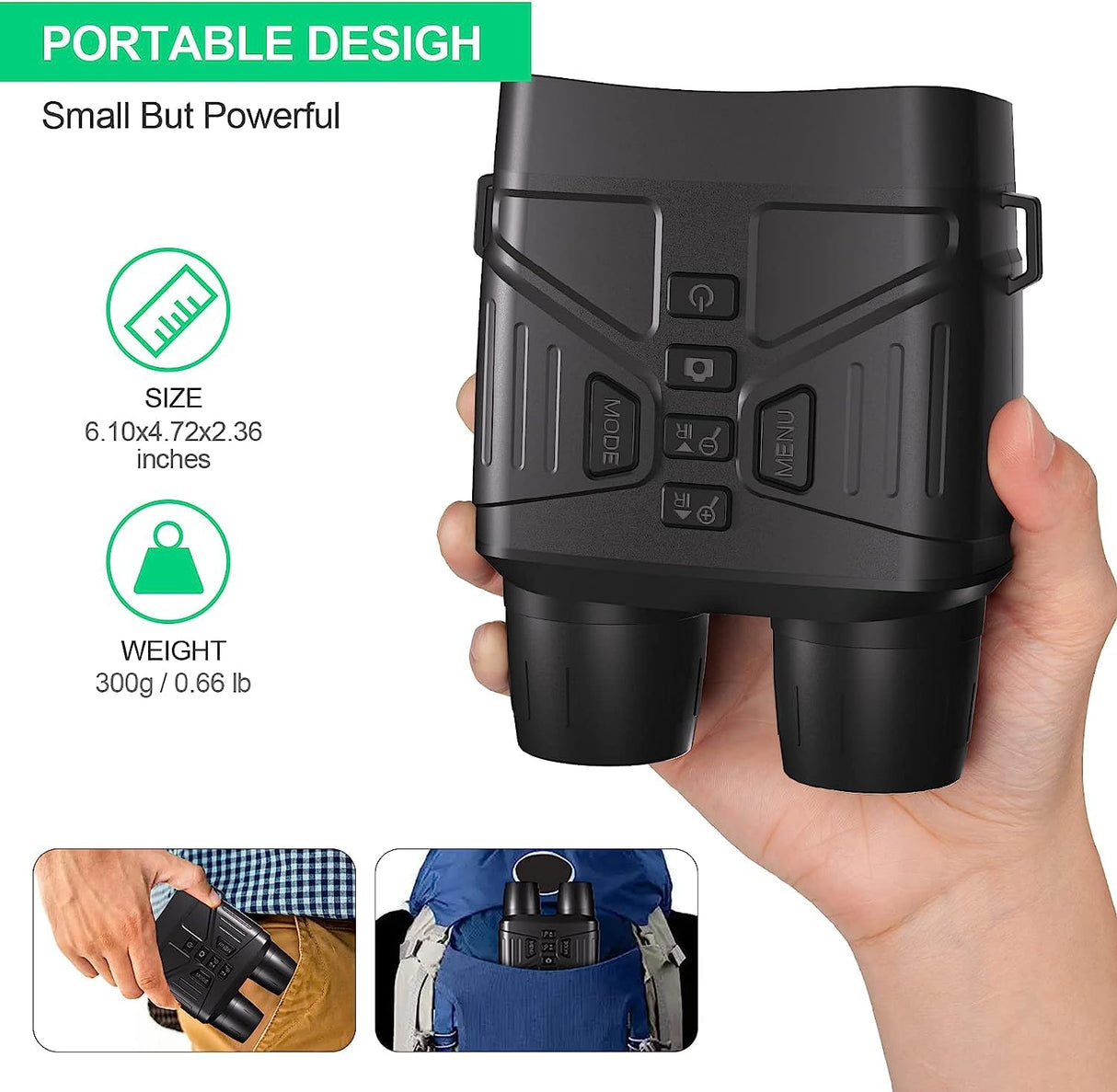 Night Vision Binoculars, 4K Portable Night Vision Goggles Military Tactical, 3'' Large Screen Binoculars for Adults with Anti-Shake Motion Detection & Rechargeable Lithium Battery