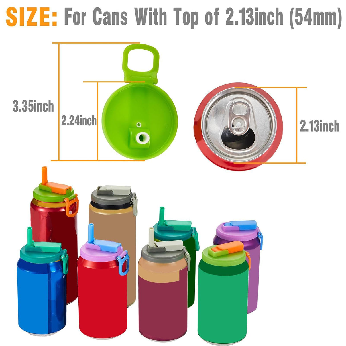 4 Pack Can Covers with Straws, Silicone Soda Can Toppers, Leakproof Can Lids for Kids, Reusable Staw Can Covers for Soda, Beverage