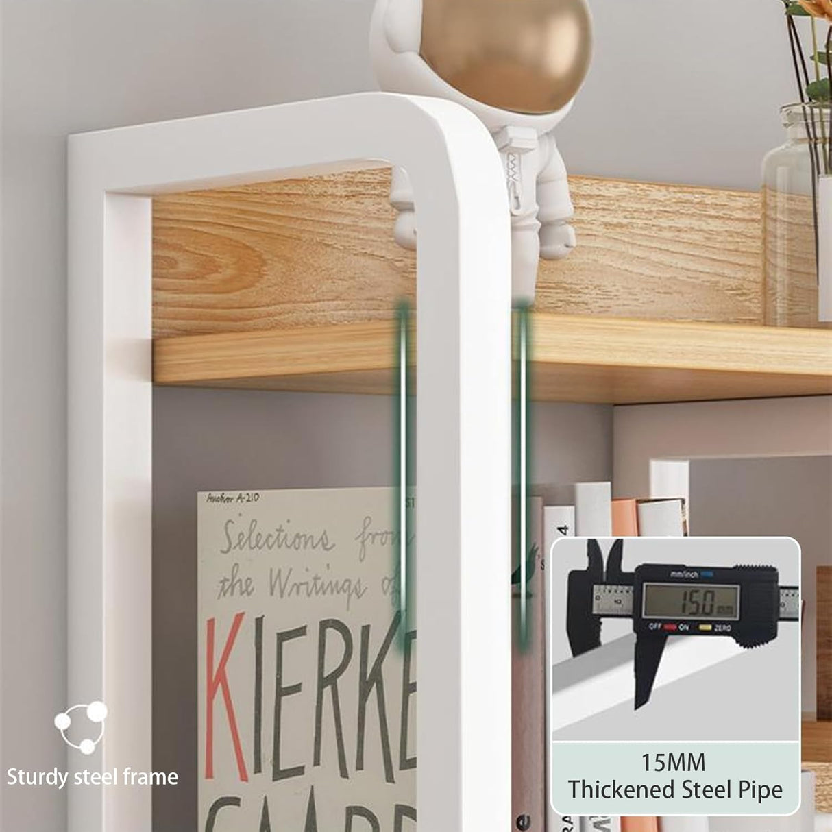 2 Tier Desktop Bookshelf for Computer Desk, Countertop Hutch Bookcase Organizer, Metal Desktop Shelves Organizer, Desk Storage Hutch Display Rack for Home, Dorm, Office Supplies