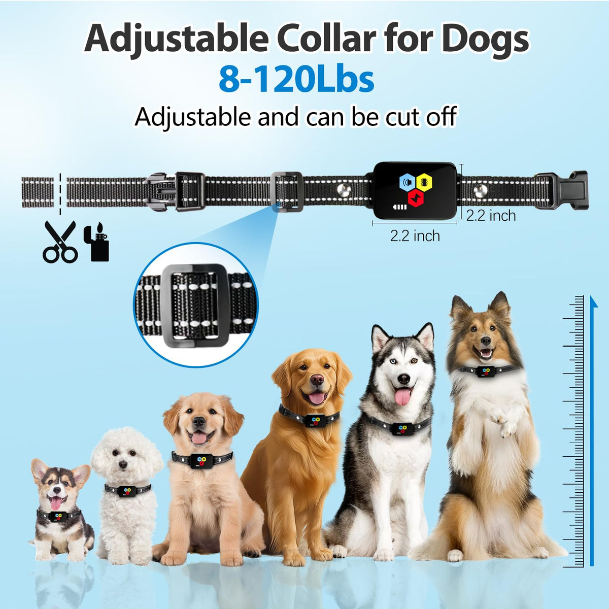 Dog Bark Collar,4 Modes Rechargeable Smart Barking Collar,IP67 Waterproof Shock Collar, Safe Shock Anti Barking Device for Dogs,Dog Barking Collar for Dogs 1-120lbs, Dog Training Device