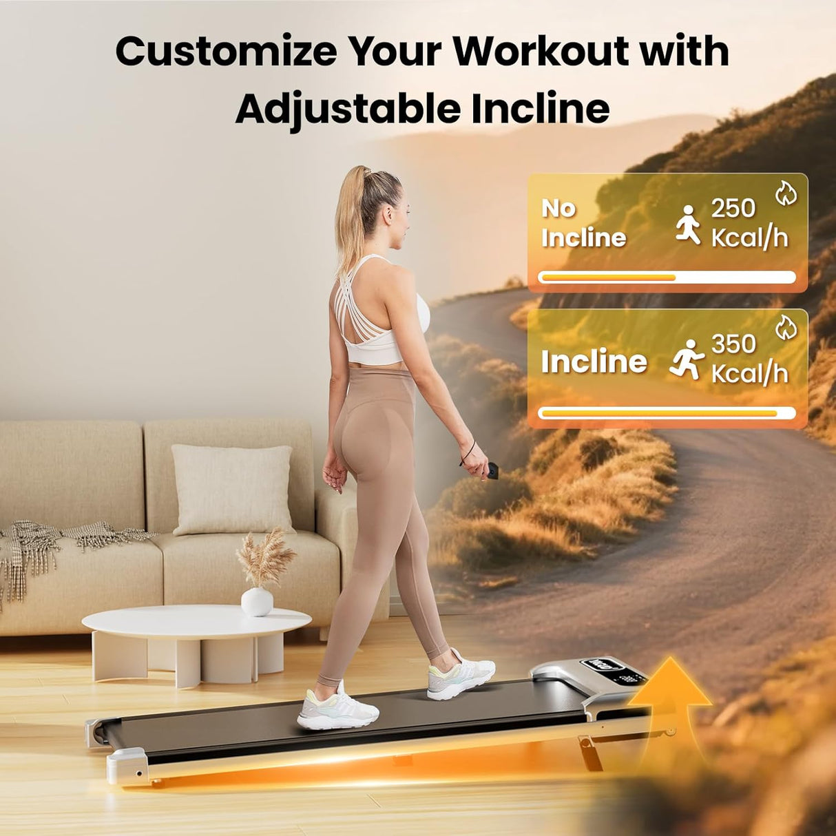 Yagud Walking Pad with Incline, Under Desk Treadmill, 2.5HP Treadmills for Home with Remote Control & Led Display, Non-Slip, Compact Portable, Low Noise for Workout Exercise