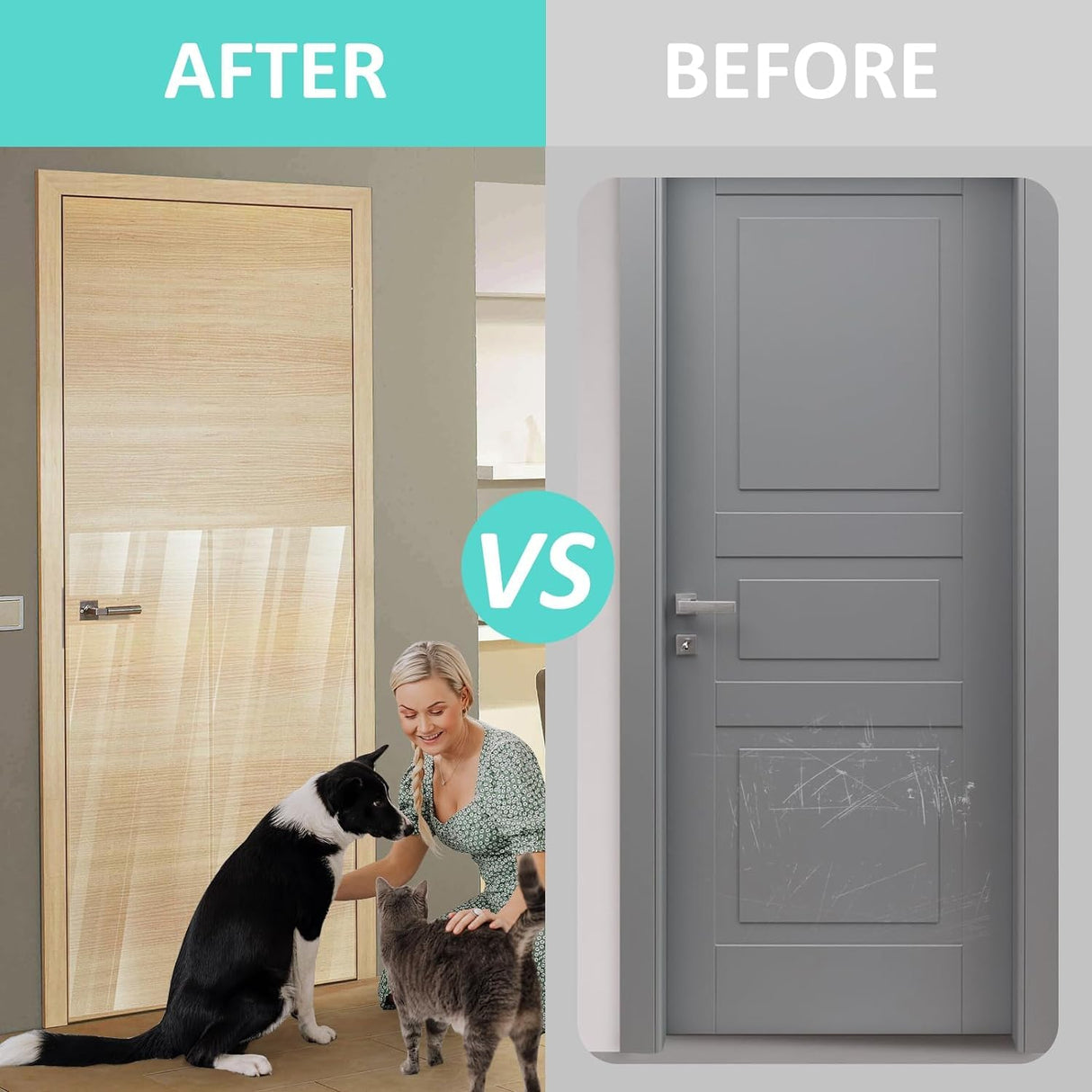 Door Protector from Dog Scratching- Cat Scratch Furniture Protector, Dog Door Protector Scratch Guard, Transparent Self Anti-Scratch Cat Furniture Protector Tape for Window (500cm*43cm)