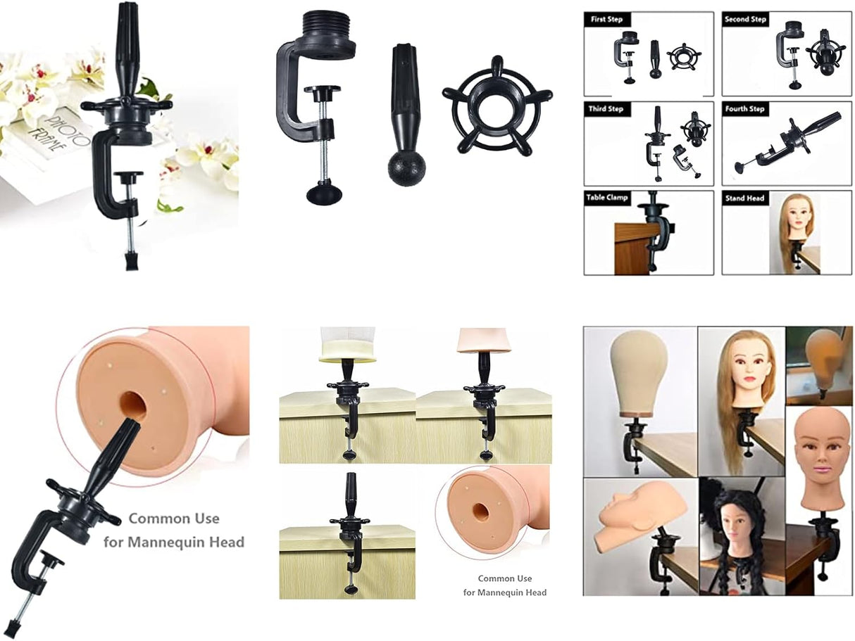 26-28'' Mannequin Head Synthetic Fiber Hair Styling Training Head Dolls for Cosmetology Manikin Maniquins Practice Head with Table Clamp Holder (27#)