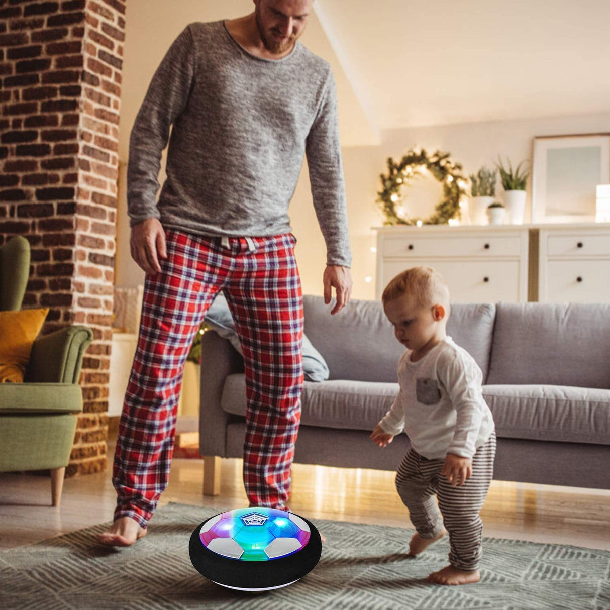 Kids Toys Hover Soccer Ball Set with 2 Goals, Air Soccer with LED Light, USB Rechargeable Floating Soccer Ball with Foam Bumper for Indoor Outdoor Sports Ball Game, Football Toy for Boy Girl Best Gift