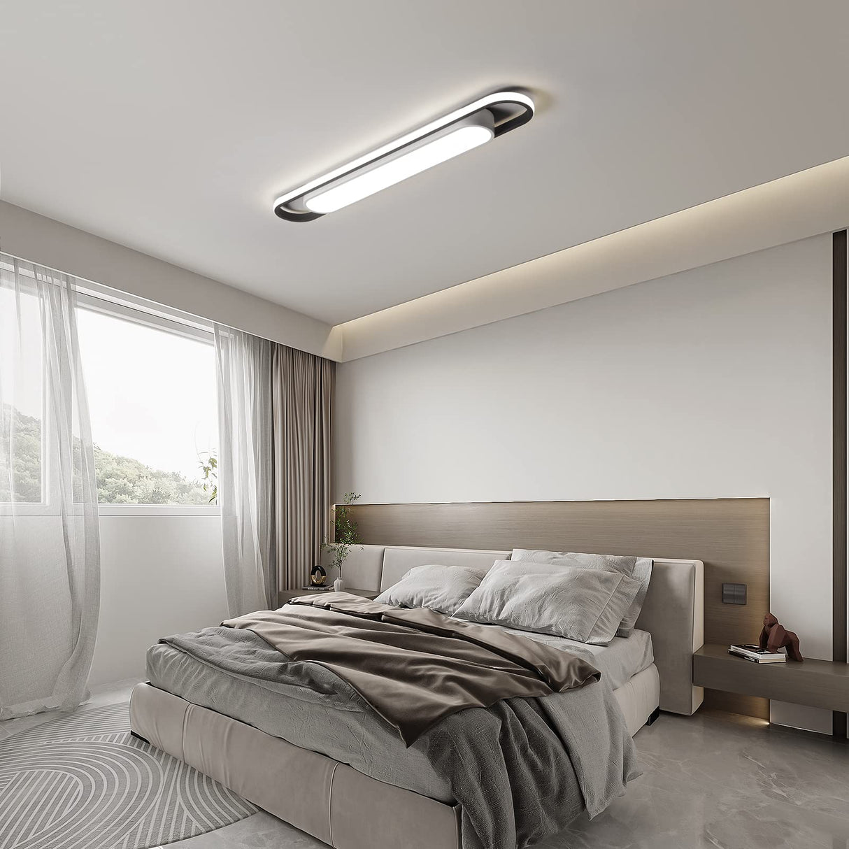 Modern LED Ceiling Light, 36.2" Flush Mount Ceiling Lamp,Metal Ceiling Chandelier Lighting Fixture for Living Room Bedroom Dining Room Office Hallway Aisle (White Light)