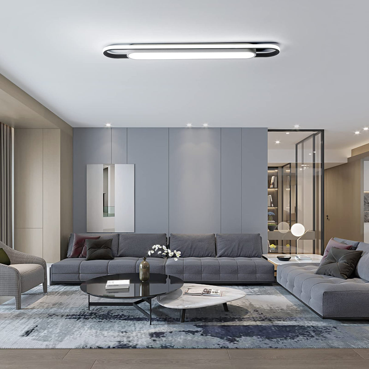 Modern LED Ceiling Light, 36.2" Flush Mount Ceiling Lamp,Metal Ceiling Chandelier Lighting Fixture for Living Room Bedroom Dining Room Office Hallway Aisle (White Light)