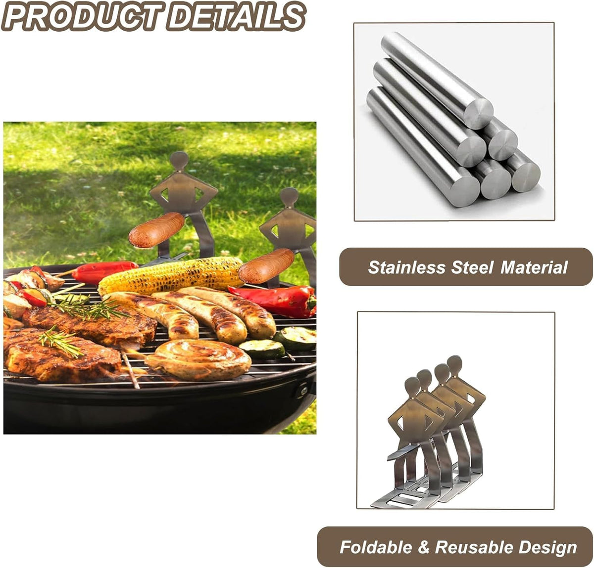 Sausage Man Stainless-Steel BBQ Rack – 5 Pack Options