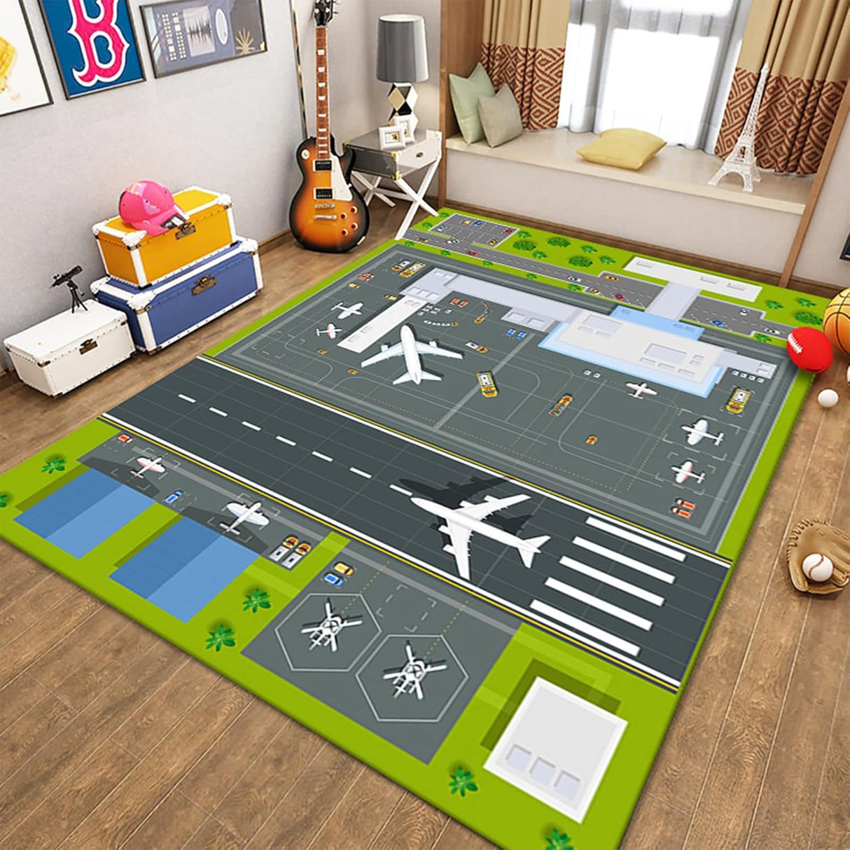 Play Mat Kids Rug Carpet Playmat Extra Large Learn Have Fun Safe Road Traffic System Multi Color Study Activity Centerpiece Play Mat for Playing with Cars for Bedroom Playroom