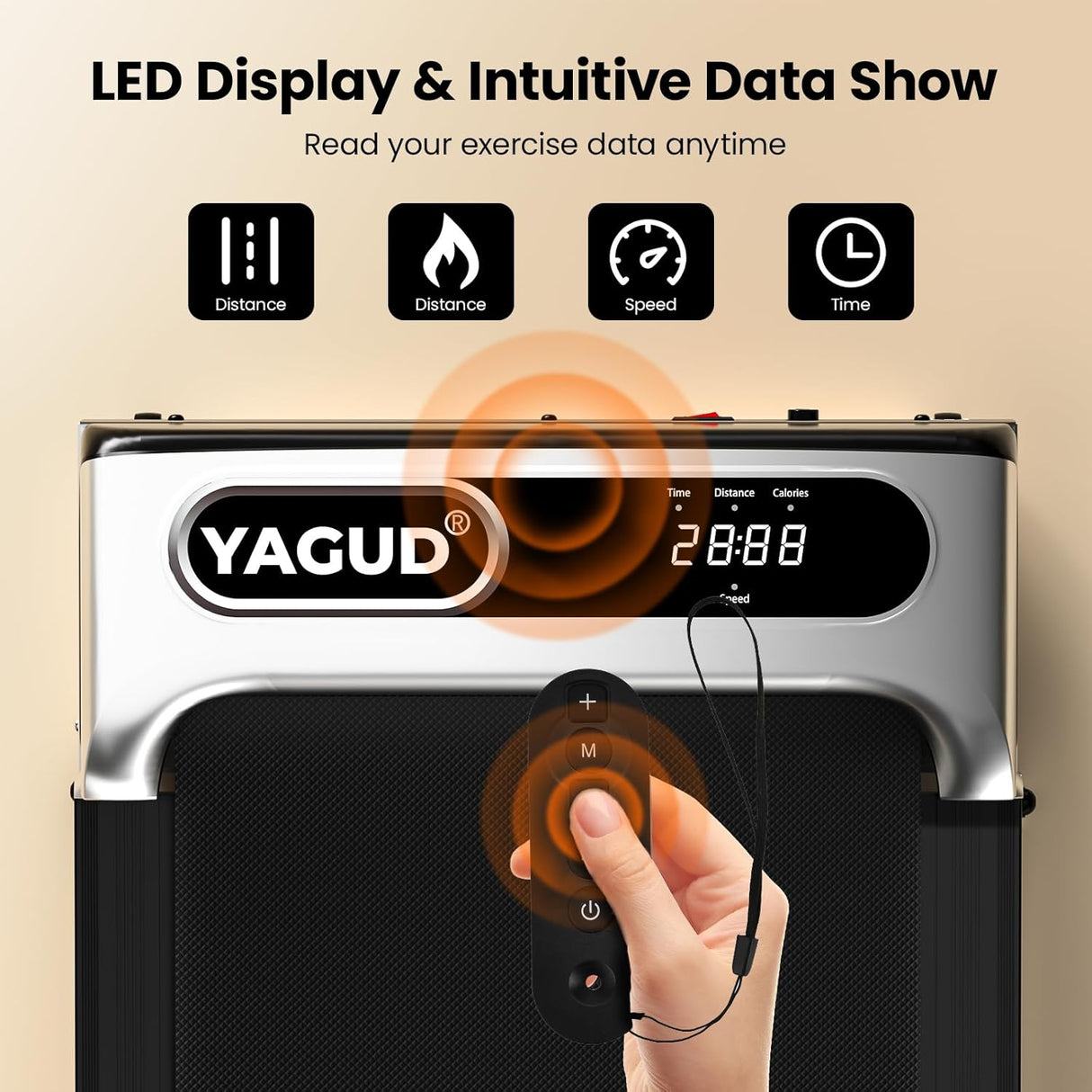 Yagud Walking Pad with Incline, Under Desk Treadmill, 2.5HP Treadmills for Home with Remote Control & Led Display, Non-Slip, Compact Portable, Low Noise for Workout Exercise