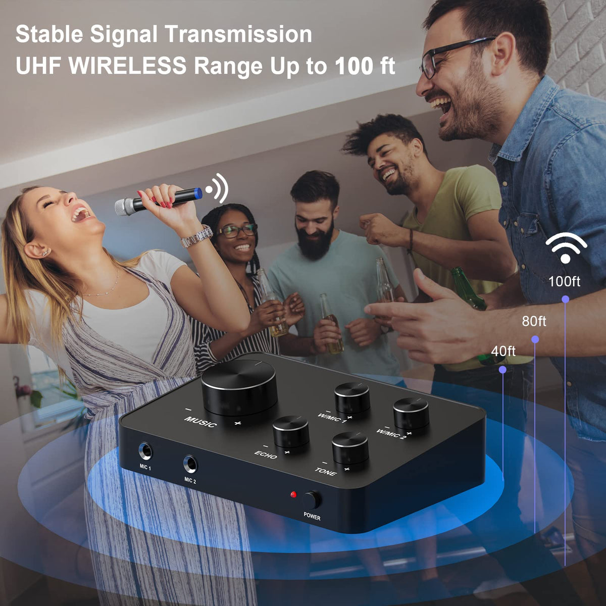 Rybozen HDMI & AUX Dual UHF Karaoke Mixer System