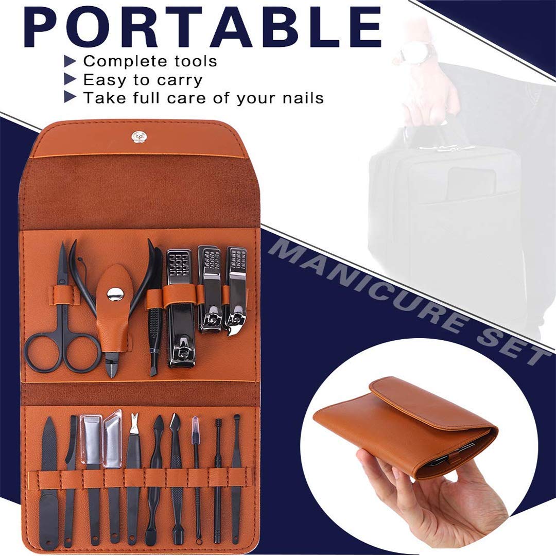 Nail Clippers,16 in 1 Manicure Set,Nail Care Kit , Nail Tools ,Toe Nail Clipper,Manicure Kit Professional Pedicure Grooming Kit Toenail Clippers Cutter Ear Pick Nose Hair Scissors for Man&Women Gift