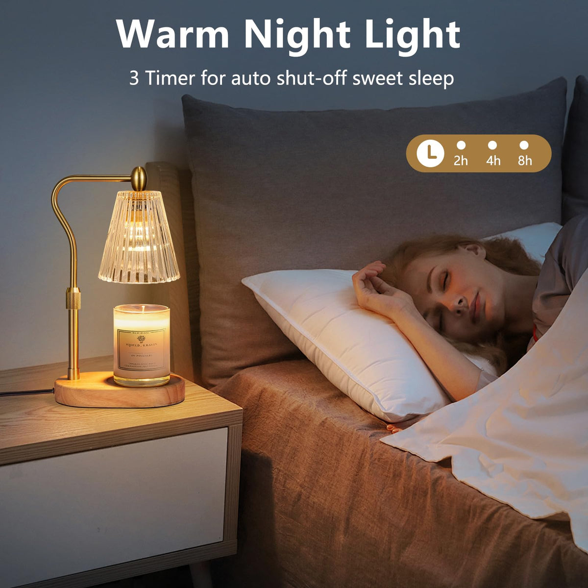 Engpure Candle Warmer Lamp - Candle Warmer Lamp with Timer and Dimmer Adjustable Height,Electric Wax Melt Warmer with 2 Bulbs for Scented Jar Candles Home Decor
