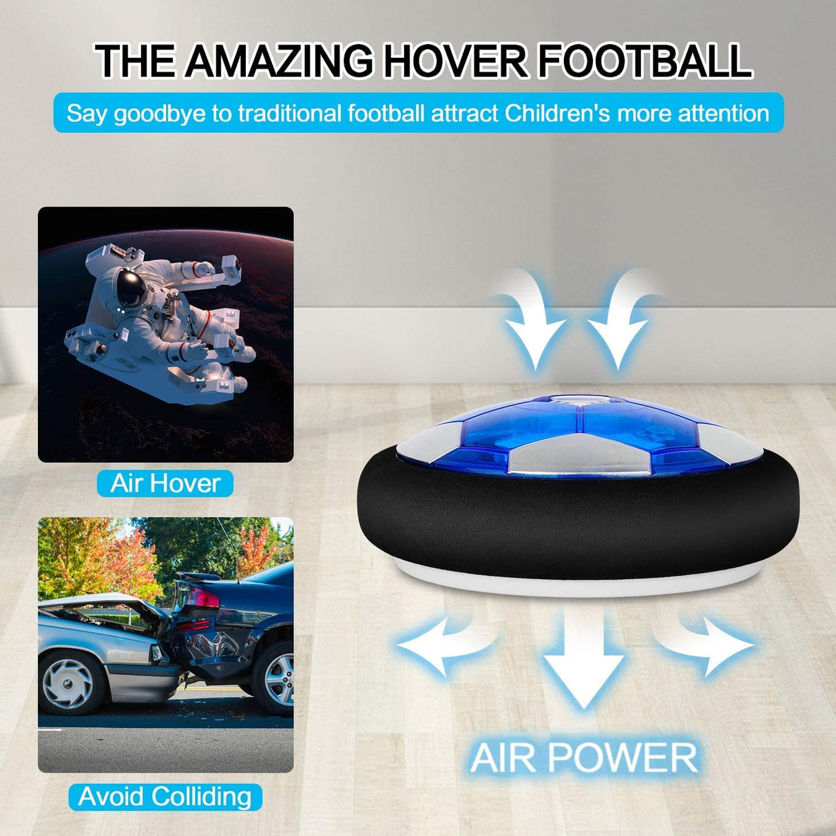 Kids Toys Hover Soccer Ball Set with 2 Goals, Air Soccer with LED Light, USB Rechargeable Floating Soccer Ball with Foam Bumper for Indoor Outdoor Sports Ball Game, Football Toy for Boy Girl Best Gift