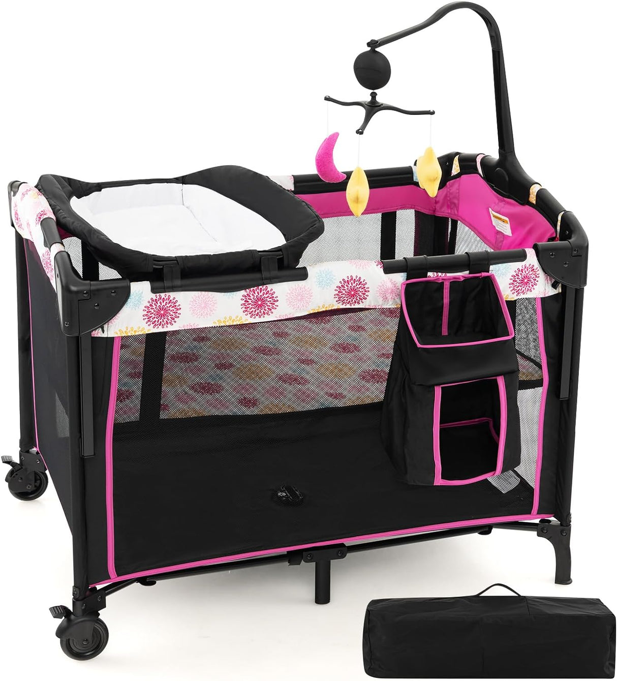 4-IN-1 Portable Travel Cot Portacot Baby Co Sleeper Bedside Bassinet Folding