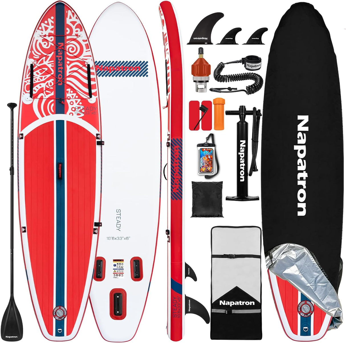 10'6 Inflatable Stand Up Paddle Boards, 33'' Widened Design Sup Paddle Board, Premium Paddle Fishing Board with Accessories, Sunscreen Cover, Fast Pump, Suitable for Youth and Adults