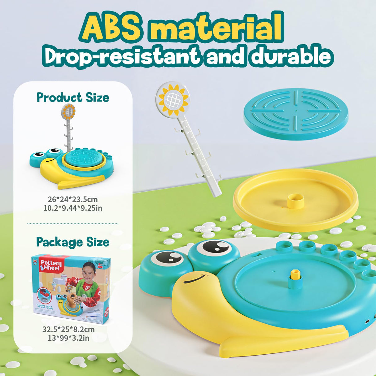 Skirfy Pottery Wheel for Kids, Kids Toys, Painting Kit-Clay Sculpting Tools, Birthday Gift Boys Girls Toy, DIY Kits Clay Maker for Beginners with 6 Packs Clays, Art&Crafts Kits for Kids Ages 8-12