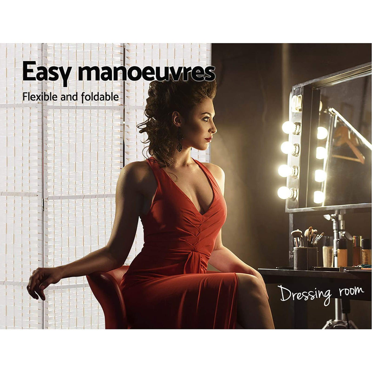 Room Divider, Folding Wooden Privacy Portable Screen Shelf Dividers Partition Wall Screens Home Pet Child Indoor Balcony Bedroom Furniture, Separator Water-Resistant White