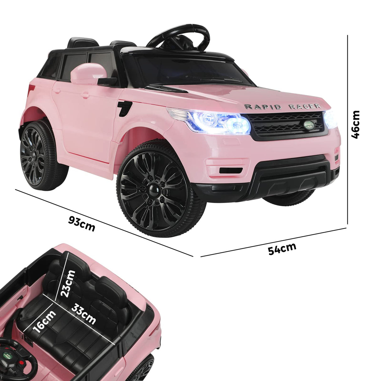 Kids Ride on Car 12V Ride on Car with Remote Control, MP3 Player, Horn, Music and Headlight Taillights Suitable for 3-6 Years Pink