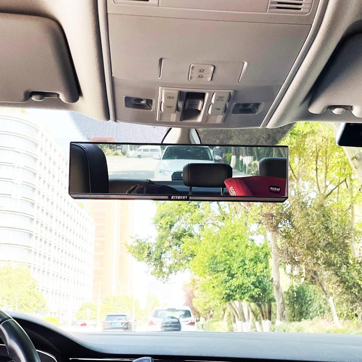 Rear View Mirror, Universal 12 Inch Interior Clip-on Panoramic Rearview Mirror for Car, HD Wide Angle Viewing Mirror to Reduce Blind Spot Effectively, Fits Most Car SUV Trucks – Clear