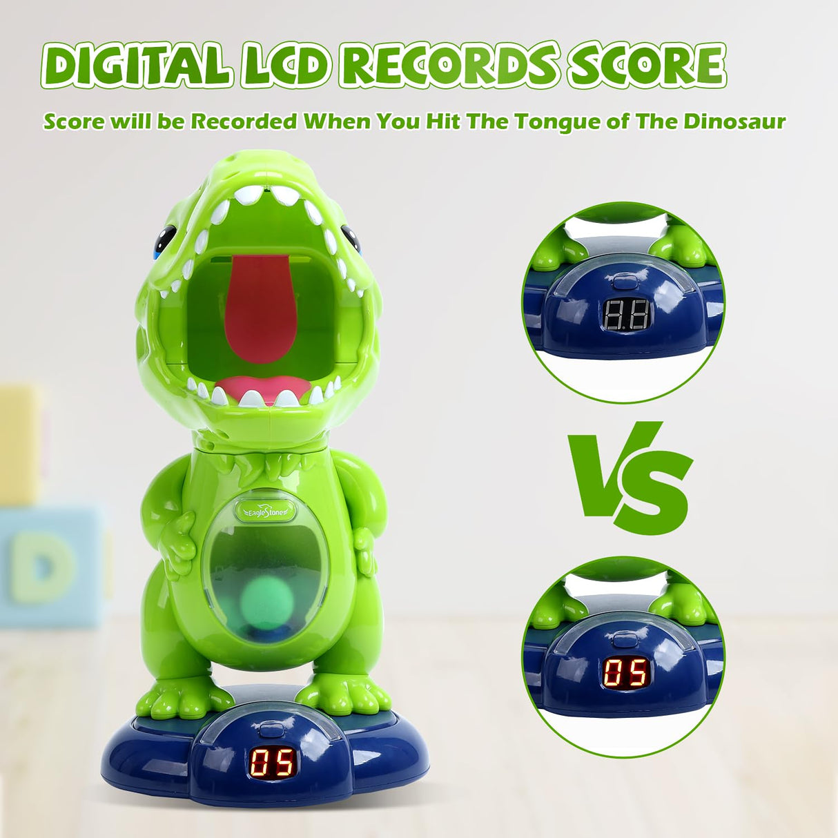 Movable Dinosaur Shooting Toys for Kids,Electronic Target Shooting Games with 2 Pump Gun,48 Balls Party Favor Toys with Score Record, LED & Sound, Dino Toys Boys and Girls