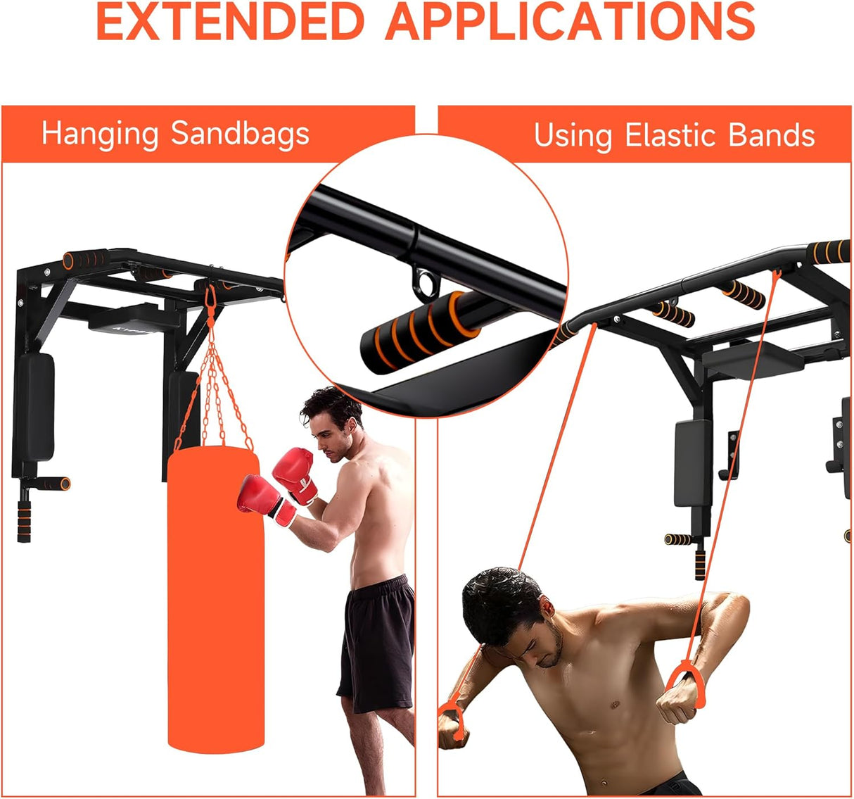 Wall Mounted Pull Up Bar and Dip Station, Heavy Duty Wall Mount Pull-up Chin Up Bar Multifunctional Home Gym Workout Indoor Exercise Equipment Support to 300kg