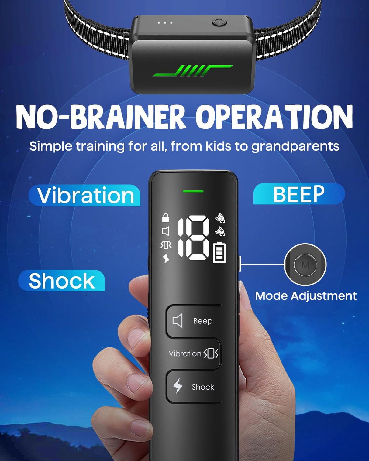 Dog Shock Collar, 2023 New User-Friendly IPX7 Waterproof Dog Training Collar with 3 Modes Electric Shocker for 10-120lbs, 2600FT E-Collar for Large Medium with Training Clicker (Black)