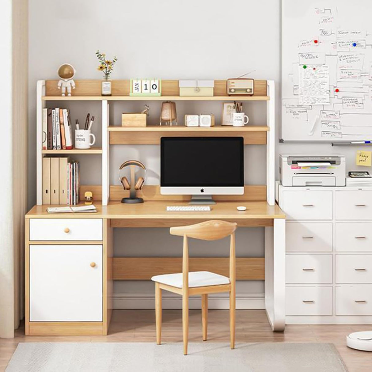 2 Tier Desktop Bookshelf for Computer Desk, Countertop Hutch Bookcase Organizer, Metal Desktop Shelves Organizer, Desk Storage Hutch Display Rack for Home, Dorm, Office Supplies