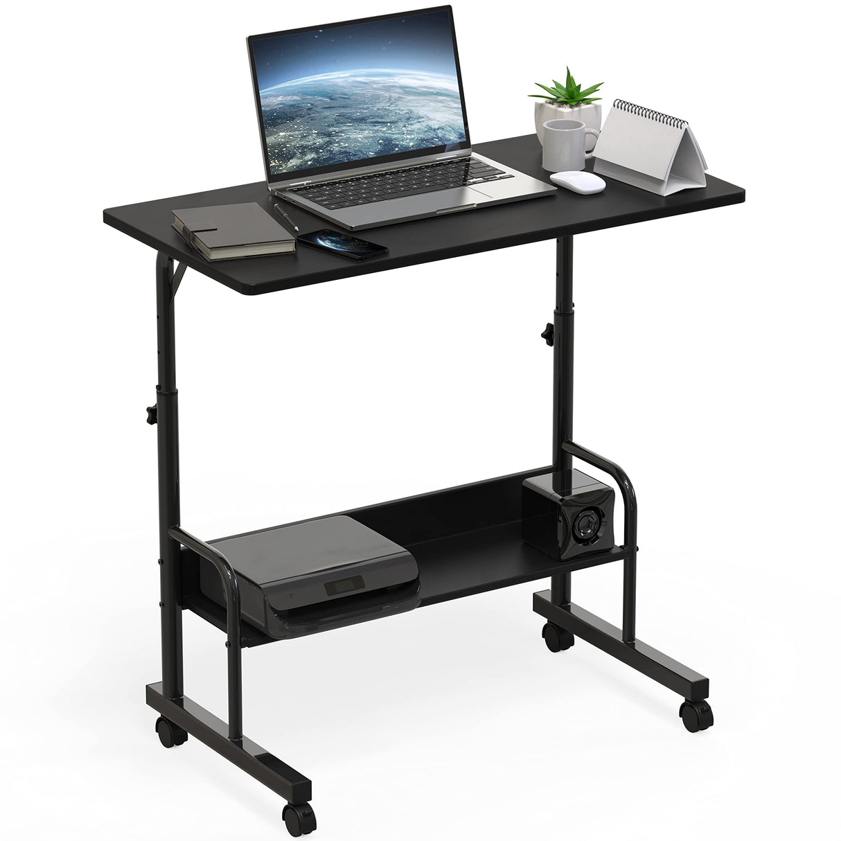 Adjustable Mobile Standing Desk, Black