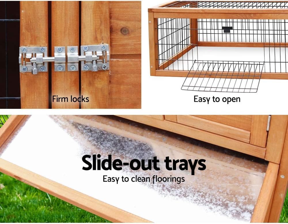 i.Pet Chicken Coop Large Rabbit Hutch, Coops Wooden Pet House Run Cage Walk in Guinea Pig Ferret Bunny Hen Chook, Metal Outdoor Door Roof Hatch Nestiong Box Farm Tray
