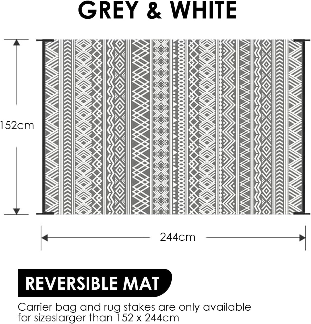 DAWNTREES Large Waterproof Outdoor Rug for Patio, 152×244cm Reversible Mat – Plastic Camping Rug for RV, Porch, Deck, Camper, Balcony (Bohemia, 152×244cm)