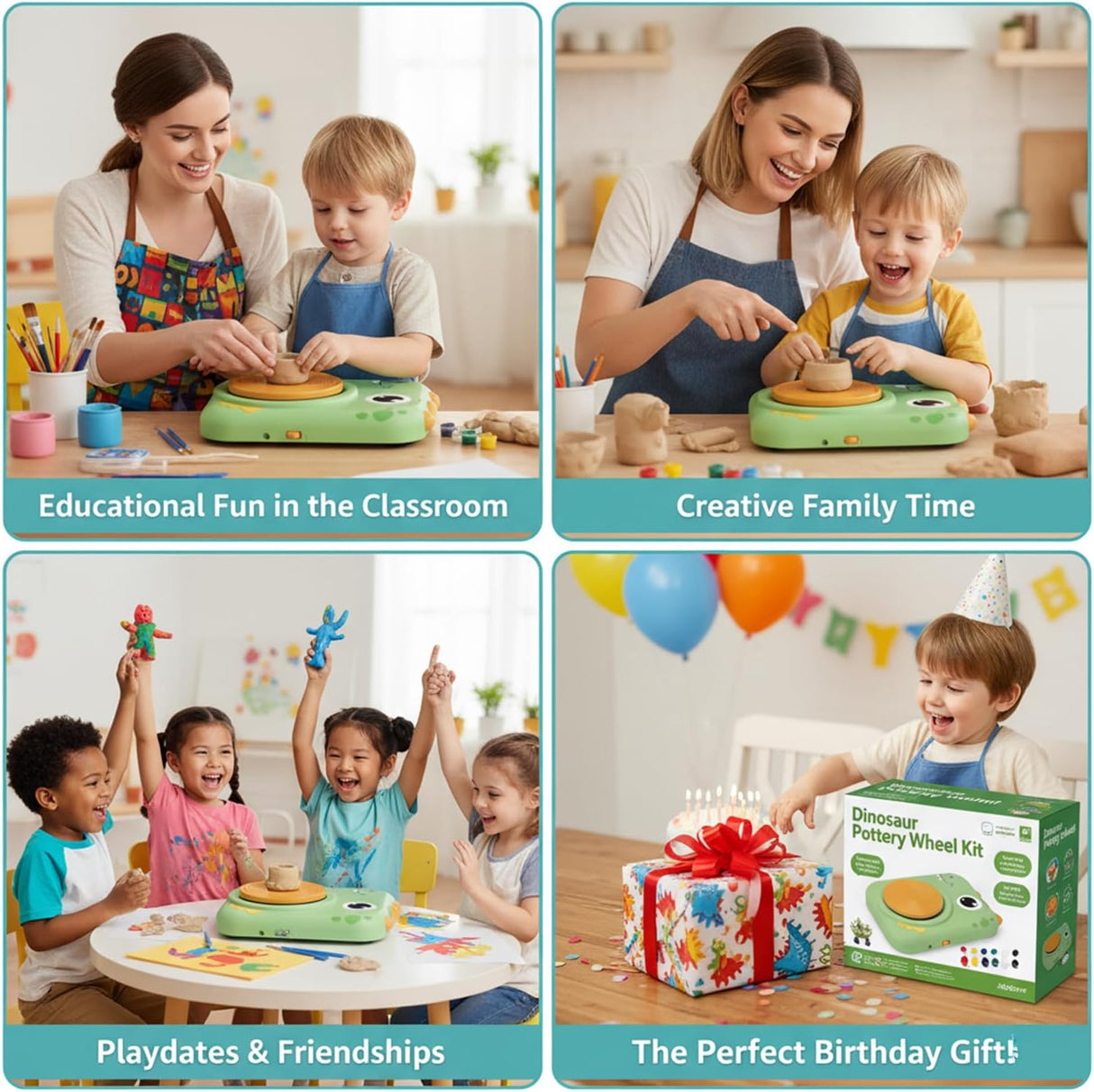 Pottery Wheel for Kids, Boys & Girls Arts and Crafts Toys for Kids Ages 8-12, Pottery Studio Craft Kit with 2 Pack Air-Dry Clay, Art Supplies for Kids Toys Girls Birthday, Age 6 7 8 9 10 11 12+ (Green)