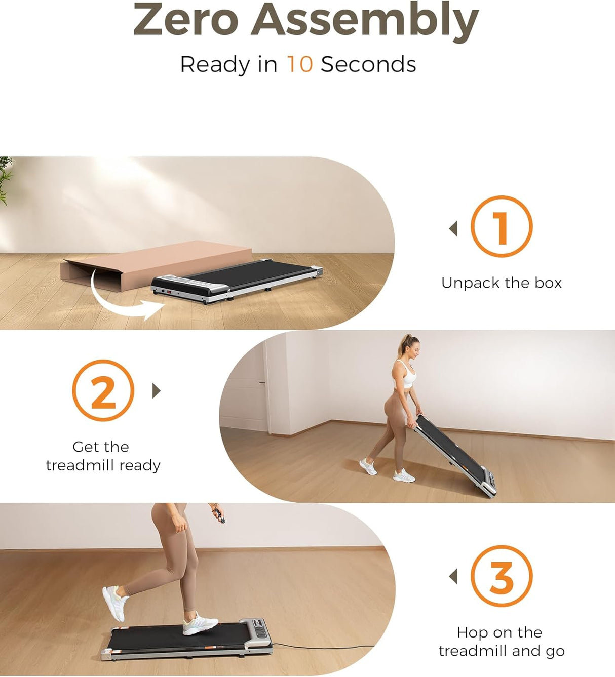 Walking Pad Treadmill, Under Desk Treadmill, 2.5HP Treadmills for Home with Remote Control & Led Display, Non-Slip, Compact Portable, Low Noise for Home/Office Fitness Exercise